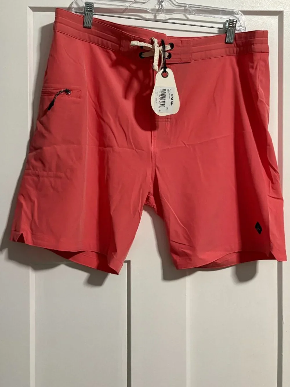 PrAna Fenton Boardshorts Guava Coral Men's sz 34 NEW NEW Beach Shorts